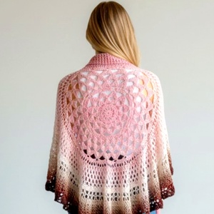 EDO mandala aszimmetrikus poncsó � 24 szirmos japán virág mintával - ruha & divat - női ruha - poncsó - Meska.hu