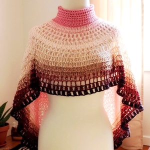 EDO mandala aszimmetrikus poncsó � 24 szirmos japán virág mintával - ruha & divat - női ruha - poncsó - Meska.hu