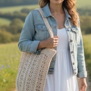 NATURA Shopper mindennapra �  horgolt natúr pamut táska, könnyű nyári darab - táska & tok - kézitáska & válltáska - válltáska - Meska.hu