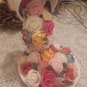 Rózsás lebegő csésze.Rózsa,virágos asztal dísz - otthon & életmód - dekoráció - Meska.hu