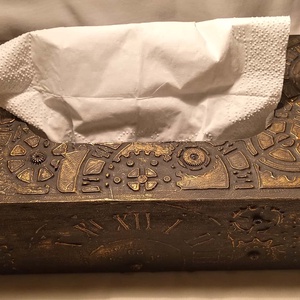 Steampunk stílusú  papírzsepkendő tartó doboz. 27 x 14 x 7 cm. - Meska.hu