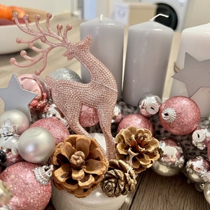 Skandináv stílusú adventi koszorú szürke kötött alappal - karácsony - adventi díszek - adventi koszorú - Meska.hu