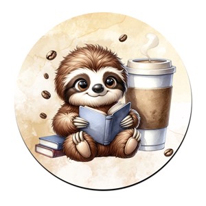 Kis kávés lajhár és a könyv bögre alátét, , , MESKA