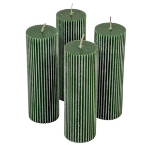 Kontúrozott bordás henger gyertya 50x150mm - zöld, Kellékek & szerszámok, Dekorációs kellékek, Dekorációs gyertya, , MESKA