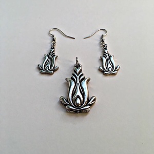 Székely Tulipán medál és fülbevaló szett, Ékszer, Ékszerszett, Fémmegmunkálás, Ékszerkészítés, MESKA