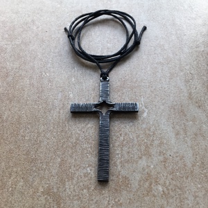 Kovácsolt archaikus acélkereszt - ékszer - nyaklánc - medál - Meska.hu