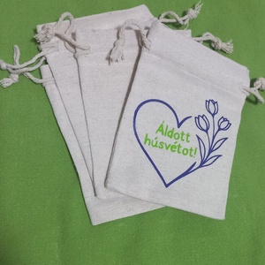 Húsvéti vászon zsákocska � apró ajándékokhoz - ünnepi díszek, dekorációk - húsvéti díszek és dekorációk - húsvéti ajándékátadó - Meska.hu