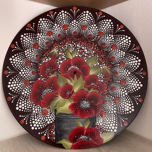 Kézzel festett bakelit lemez, Otthon & Életmód, Dekoráció, Asztal és polc dekoráció, Bonsai, Festészet, MESKA