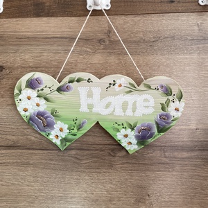 Zöld virágos ajtódisz, Otthon & Életmód, Dekoráció, Ajtó- és ablak dekoráció, Ajtódísz & Kopogtató, Festett tárgyak, MESKA