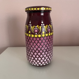 Kézzel festett 2 darabos csavaros üveg szett, Otthon & Életmód, Dekoráció, Asztal és polc dekoráció, Asztaldísz, Festett tárgyak, MESKA