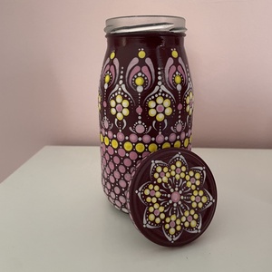 Kézzel festett 2 darabos csavaros üveg szett - otthon & életmód - dekoráció - asztal és polc dekoráció - asztaldísz - Meska.hu