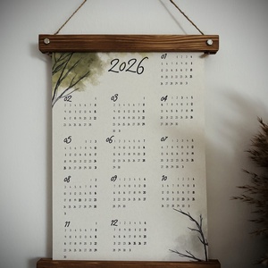Éves naptár fa képtartóban , Otthon & Életmód, Dekoráció, Fali és függő dekoráció, Falinaptár & Öröknaptár, Fotó, grafika, rajz, illusztráció, MESKA