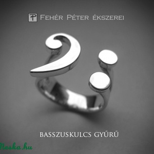 Egyedi ezüst basszuskulcs gyűrű -  - Meska.hu
