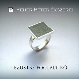 Szürkészöld kővel díszített ezüst gyűrű, Ékszer, Gyűrű, Pecsétgyűrű, Ékszerkészítés, Ötvös, MESKA