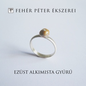 Ezüst alkimista gyűrű, arany színű ezüst röggel díszítve, Ékszer, Gyűrű, Gyöngyös gyűrű, , MESKA