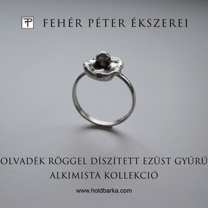 Egyedi olvadék röggel díszített ezüst gyűrű, Ékszer, Gyűrű, Gyöngyös gyűrű, , MESKA