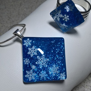 Téli hangulatú hópelyhes festett üvegékszer szett, Ékszer, Ékszerszett, Ékszerkészítés, MESKA