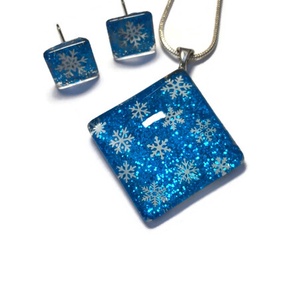 Hópelyhes festett üvegékszer szett II. - ékszer - ékszerszett - Meska.hu