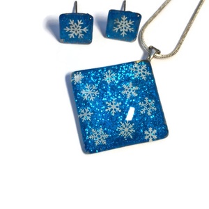 Hópelyhes festett üvegékszer szett II. - ékszer - ékszerszett - Meska.hu