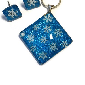 Hópelyhes festett üvegékszer szett II. - ékszer - ékszerszett - Meska.hu