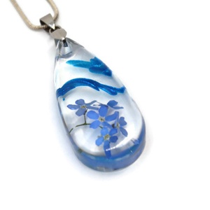  Kékség VI. Valódi nefelejcses nyaklánc  - ékszer - nyaklánc - medálos nyaklánc - Meska.hu