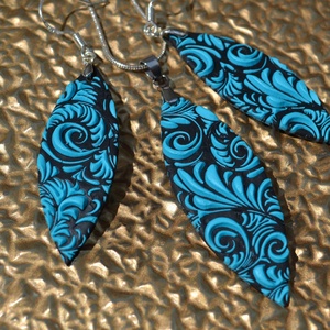 Mintás fekete-türkiz polymer clay ékszerszett - ékszer - ékszerszett - Meska.hu