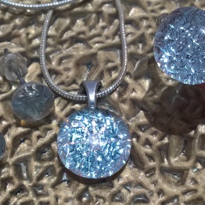 Olvasztott üvegékszer szett, Ékszer, Fülbevaló, Pötty fülbevaló, Ékszerkészítés, MESKA