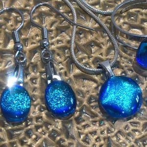 Kék lagúna olvasztott üvegékszer szett II., Ékszer, Ékszerszett, Ékszerkészítés, MESKA