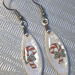 Karácsonyi mintás fülbevaló II. - ékszer - fülbevaló - lógó fülbevaló - Meska.hu