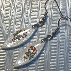 Karácsonyi mintás fülbevaló II. - ékszer - fülbevaló - lógó fülbevaló - Meska.hu