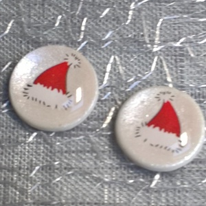 Mikulás mintás pötty fülbevaló 2., Ékszer, Fülbevaló, Pötty fülbevaló, Ékszerkészítés, MESKA