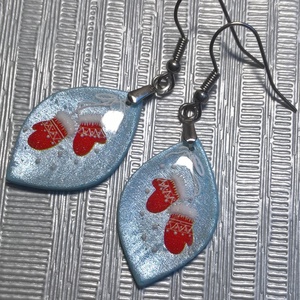 Pici kesztyűs hópelyhes fülbevaló II. - ékszer - fülbevaló - lógó fülbevaló - Meska.hu