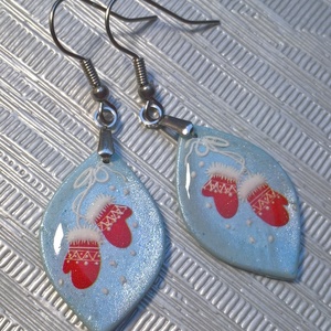 Pici kesztyűs hópelyhes fülbevaló II. - ékszer - fülbevaló - lógó fülbevaló - Meska.hu