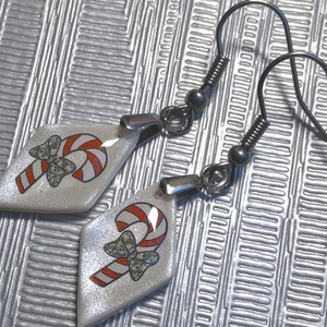 Karácsonyi mintás fülbevaló III. - ékszer - fülbevaló - lógó fülbevaló - Meska.hu