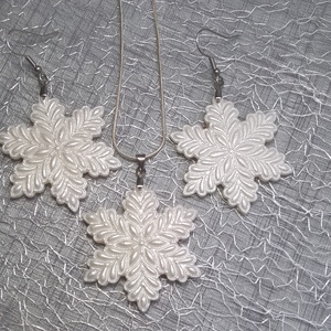 Hópehely ékszerszett gyöngyházfényű csillogással - ékszer - ékszerszett - Meska.hu