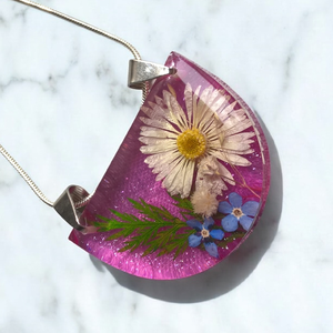 Halványrózsaszín valódi virágos nyaklánc  - ékszer - nyaklánc - medálos nyaklánc - Meska.hu