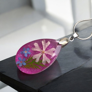 Halványrózsaszín valódi virágos nyaklánc II.  - ékszer - nyaklánc - medálos nyaklánc - Meska.hu