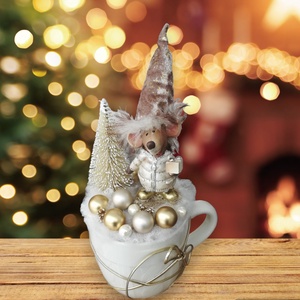 Bögrés karácsonyi asztaldísz egérrel - karácsony - adventi díszek - adventi asztaldísz - Meska.hu