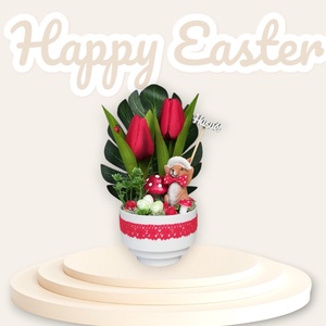 Tulipános - nyuszis asztaldísz, Otthon & Életmód, Dekoráció, Asztal és polc dekoráció, Asztaldísz, Mindenmás, MESKA