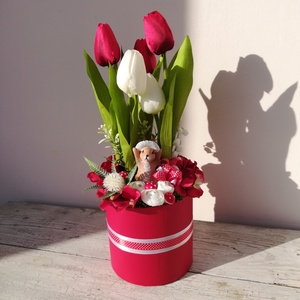 Tulipános tavaszi asztaldísz  - otthon & életmód - dekoráció - asztal és polc dekoráció - asztaldísz - Meska.hu