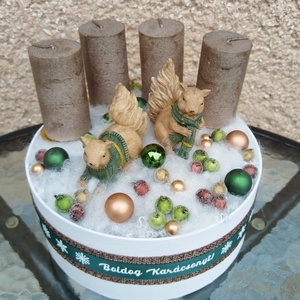 Mókusos adventi koszorú - karácsony - adventi díszek - adventi koszorú - Meska.hu
