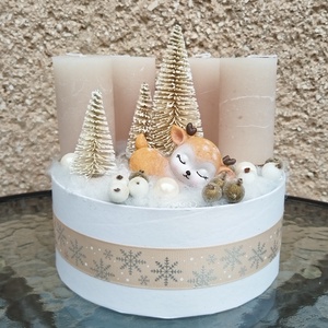 Adventi koszorú alvó őzikével - Meska.hu
