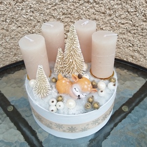 Adventi koszorú alvó őzikével - karácsony - adventi díszek - adventi koszorú - Meska.hu