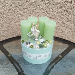 Adventi koszorú rolleres szarvassal - karácsony - adventi díszek - adventi koszorú - Meska.hu