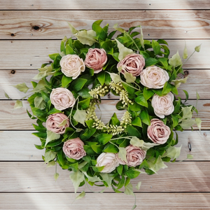 Virágos kopogtató pasztell rózsákkal - otthon & életmód - dekoráció - ajtó- és ablak dekoráció - ajtódísz & kopogtató - Meska.hu