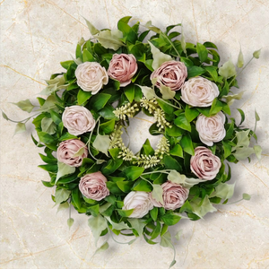 Virágos kopogtató pasztell rózsákkal - otthon & életmód - dekoráció - ajtó- és ablak dekoráció - ajtódísz & kopogtató - Meska.hu