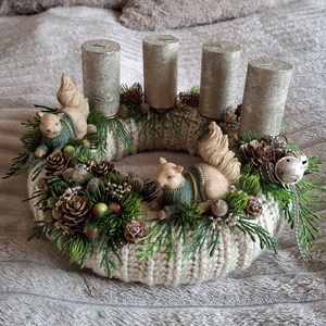 Adventi koszorú mókusokkal - Meska.hu