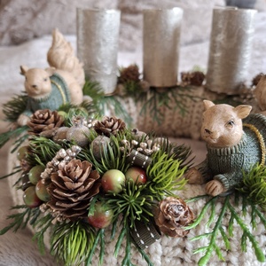 Adventi koszorú mókusokkal - karácsony - adventi díszek - adventi koszorú - Meska.hu
