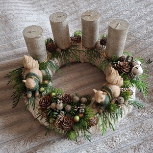 Adventi koszorú mókusokkal - karácsony - adventi díszek - adventi koszorú - Meska.hu