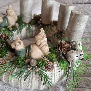 Adventi koszorú mókusokkal - karácsony - adventi díszek - adventi koszorú - Meska.hu